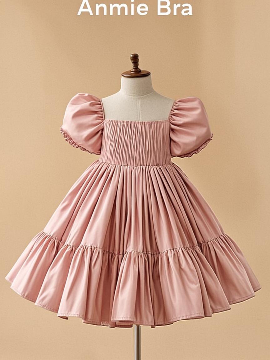 Girls' Puff-Sleeve Party Dress